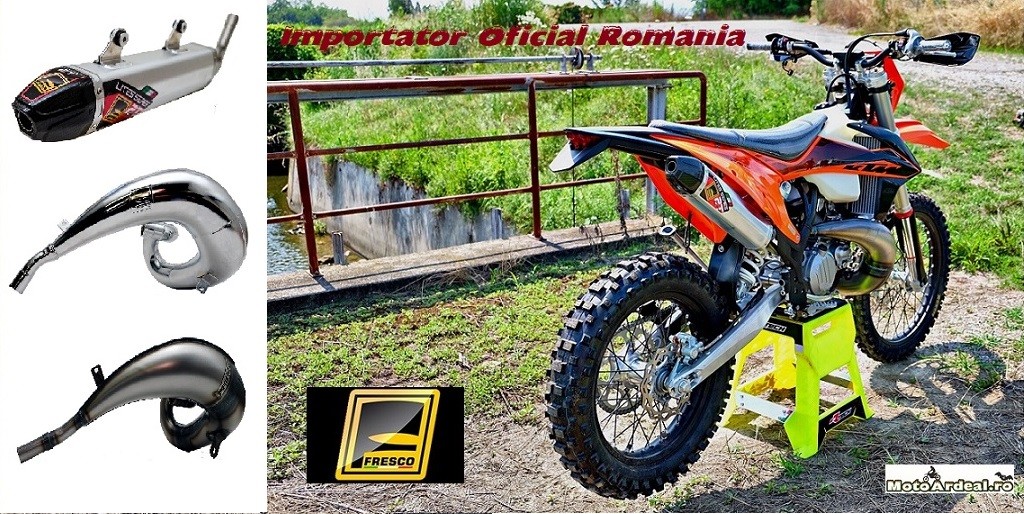 MOTOARDEAL.RO este importator oficial FRESCO EXhaust Romania Rezonator si toba cu performanta maxima pentru motocicleta dirt bike ta! Motoardeal.ro Cluj Napoca tel 0799147993